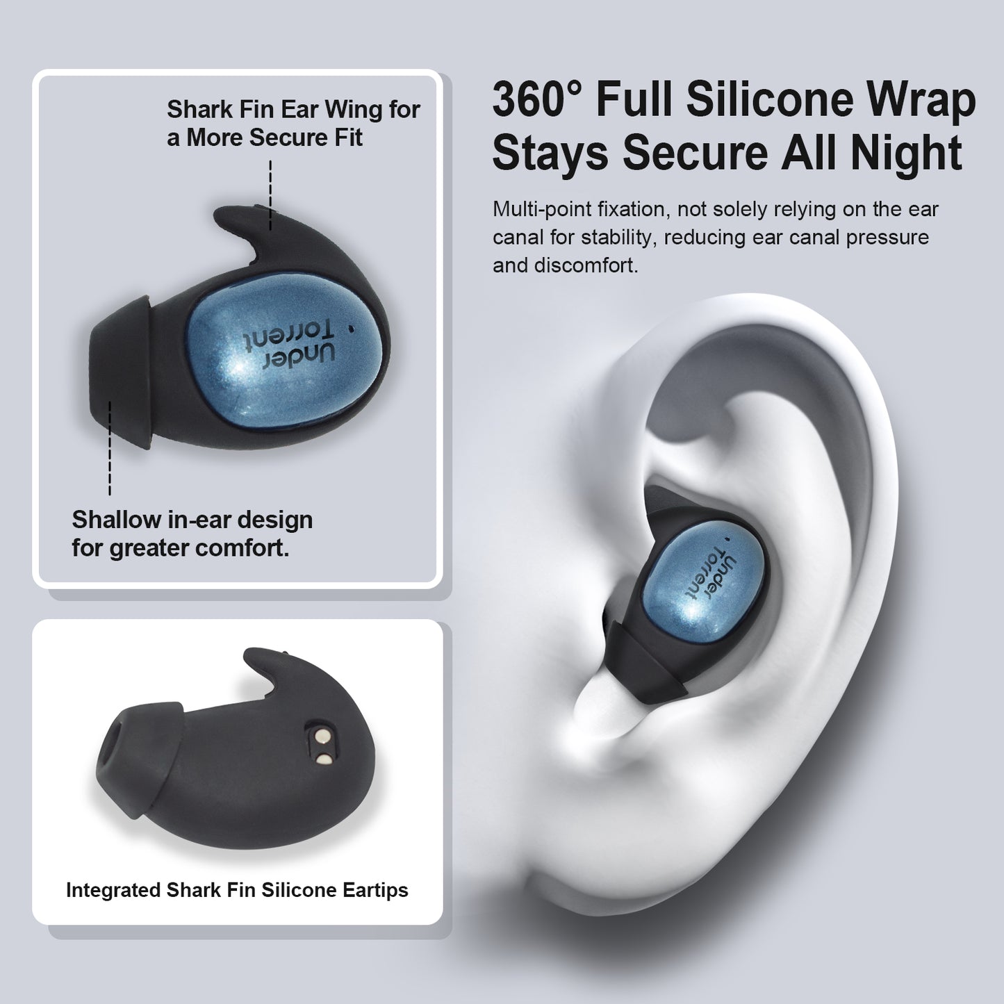 UnderTorrent  Sleep Earbuds  Serene 1 - Pressure-Free Side Sleeping
